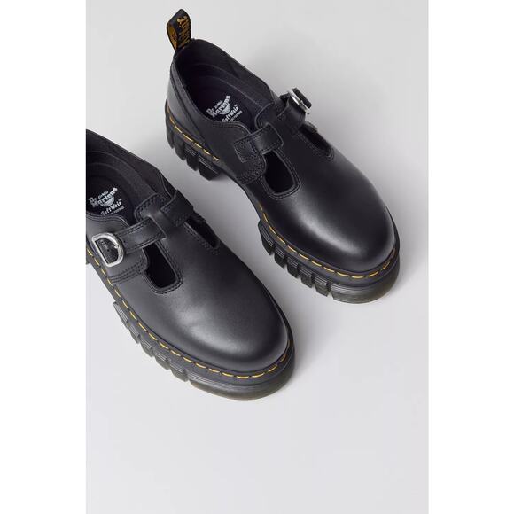 Dr. Martens Black Leather Audrick T-Bar Platform Mary Jane Loafers Size 10 - Picture 1 of 12